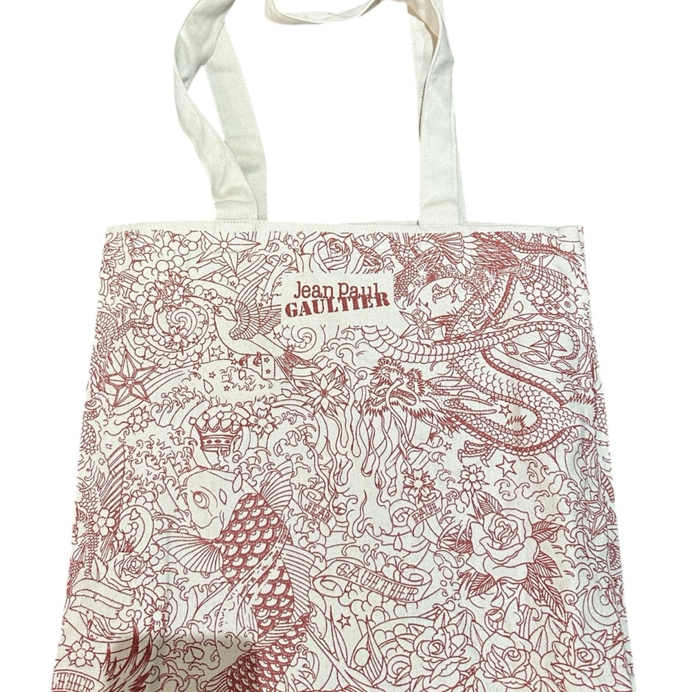 Jean Paul Gaultier Artistic Red and White Tote